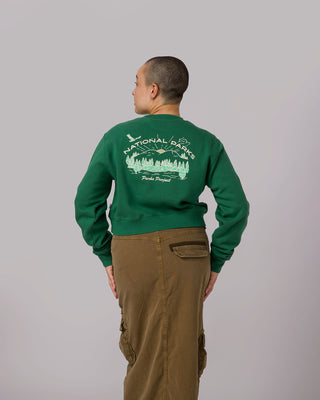 Shop Women's Sunrise Cropped Crew Inspired By National Parks | forest-green