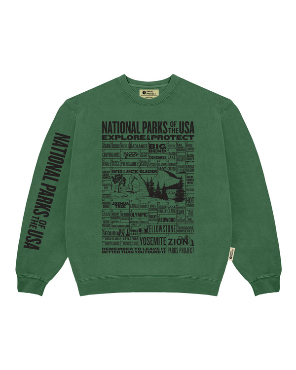 Shop National Parks of the USA Checklist Crew Inspired by National Parks | forest-green