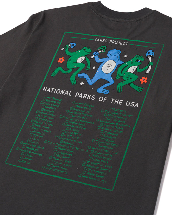Shop Great Outdoors Dancin' Frogs Checklist Tee Inspired by National Parks | vintage-black