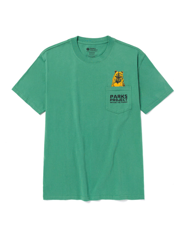 Shop Defend the Parks Bear Pocket Tee Inspiring to Protect Public Lands | sage