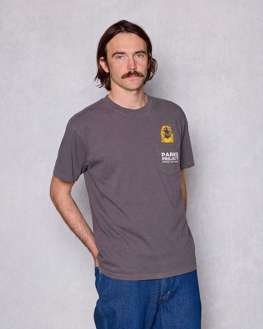 Shop Defend the Parks Bear Pocket Tee Inspiring to Protect Public Lands | graphite
