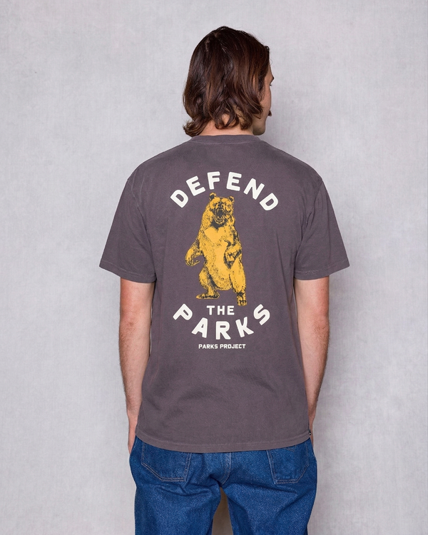 Shop Defend the Parks Bear Pocket Tee Inspiring to Protect Public Lands | graphite