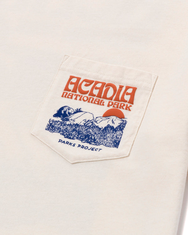 Shop Acadia Puff Print Pocket Tee Inspired by Acadia National Park | raw-natural