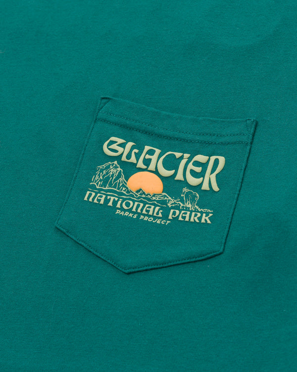 Shop Glacier Puff Print Pocket Tee Inspired by Glacier National Park | green