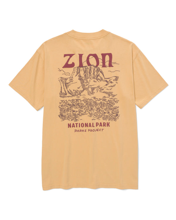 Shop Zion Puff Print Pocket Tee Inspired by Zion National Park | mustard