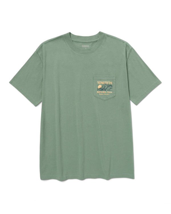 Shop Yosemite Puff Print Pocket Tee Inspired by Yosemite National Park | dusty-sage