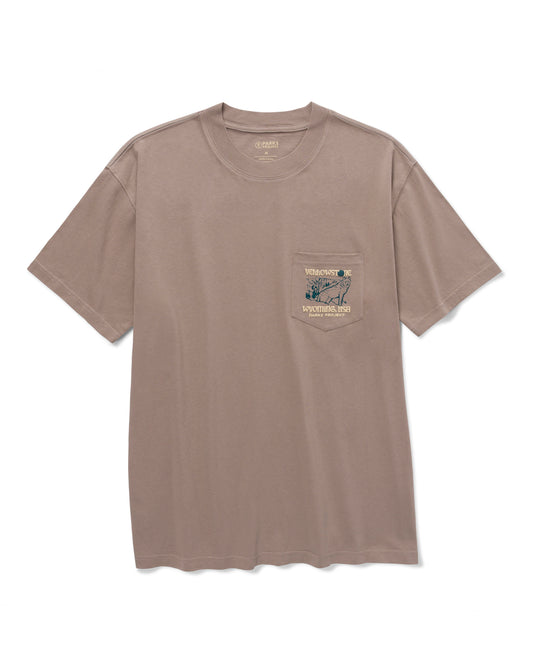 Shop Yellowstone Puff Print Pocket Tee Inspired by Yellowstone NP | mushroom-grey