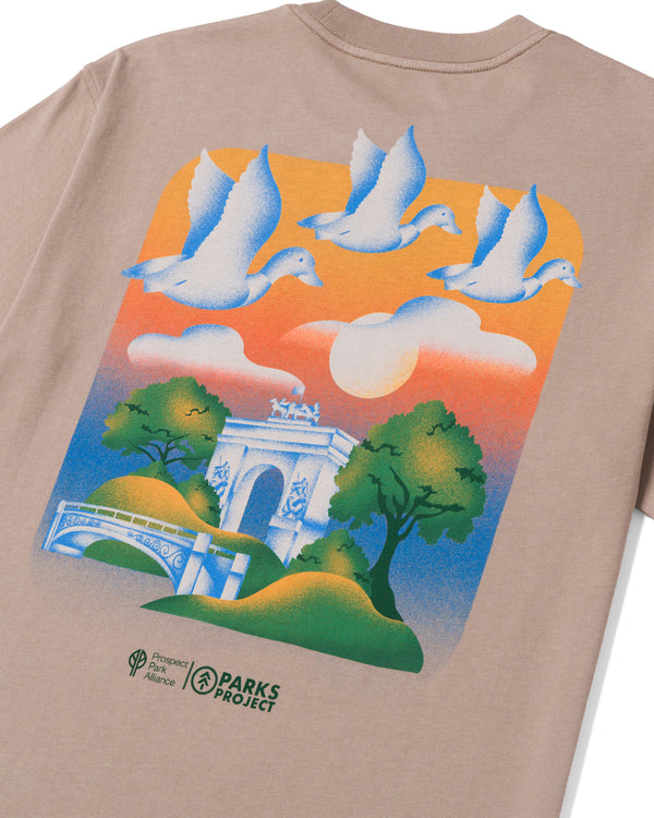 Shop Prospect Park Alliance x Parks Project Tee Inspired by NYC | mushroom-grey
