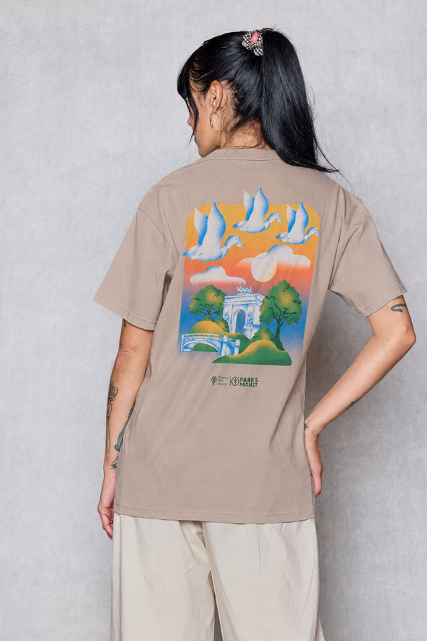 Shop Prospect Park Alliance x Parks Project Tee Inspired by NYC | mushroom-grey