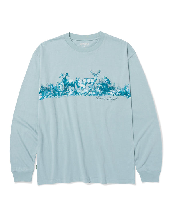 Shop Alpine Animals Long Sleeve Tee Inspired by Grand Teton | dusty-blue