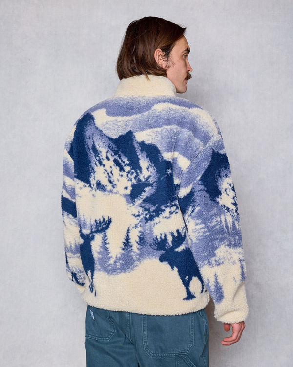Shop Acadia Moose Full Zip High Pile Fleece Inspired by Acadia | natural-and-navy