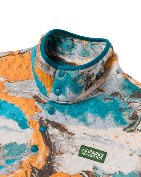 Shop Hydrothermal Pools Quilted Pullover Inspired by Yellowstone | multi-color