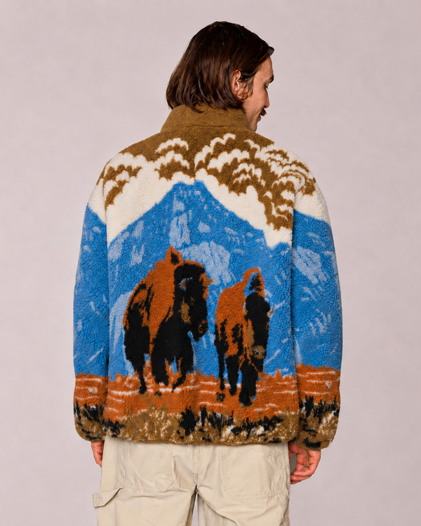 Shop Bison Bellows High Pile Fleece Inspired by Yellowstone | multi-color