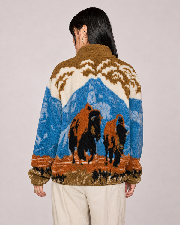 Shop Bison Bellows High Pile Fleece Inspired by Yellowstone | multi-color