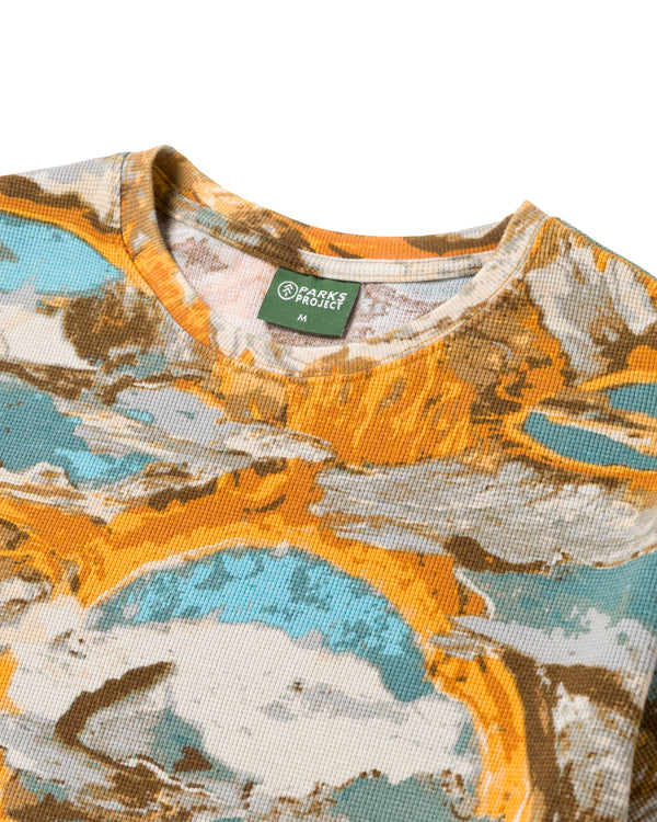 Shop Hydrothermal Pools Waffle Tee Inspired by Yellowstone National Park | multi-color
