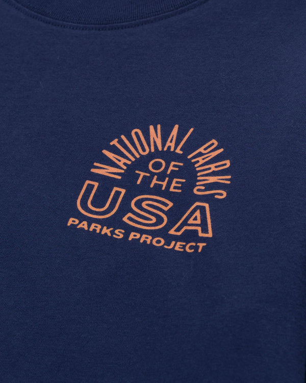 National Parks of The USA Checklist Boxy Long Sleeve Tee | navy