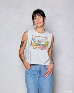 shop looney tunes x parks project postcard tank inspired by desert parks | marshmallow