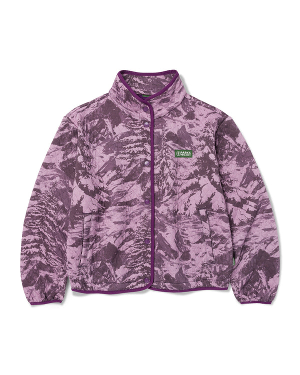 Shop Women's Snowy Pines Quilted Jacket Inspired by Grand Teton NP | mauve-orchid