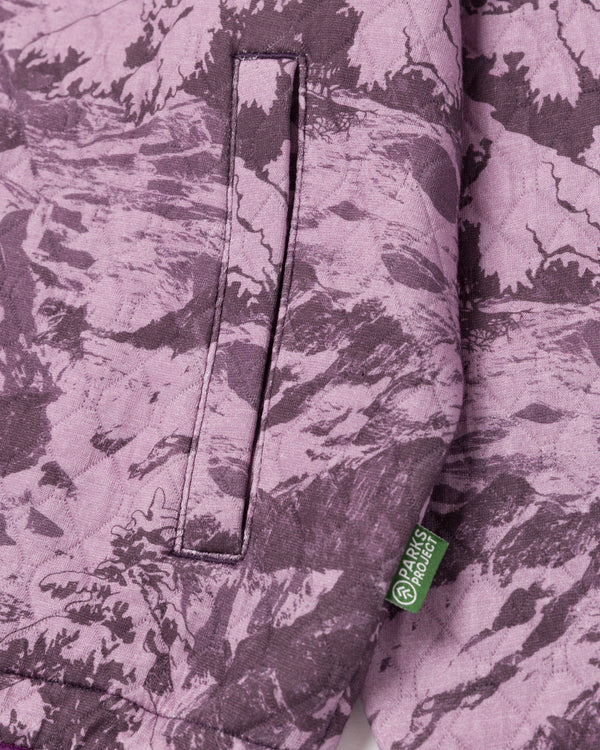 Shop Women's Snowy Pines Quilted Jacket Inspired by Grand Teton NP | mauve-orchid