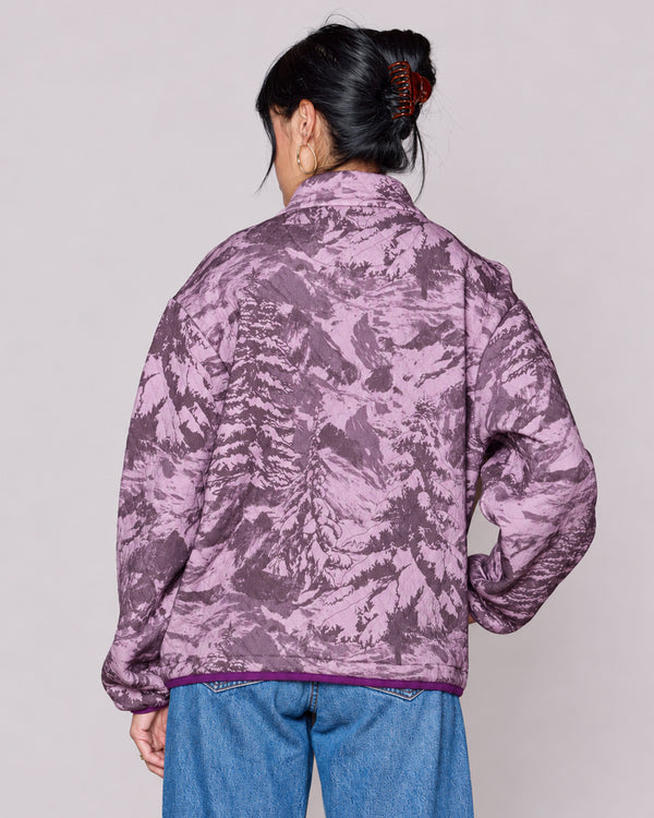 Shop Women's Snowy Pines Quilted Jacket Inspired by Grand Teton NP | mauve-orchid