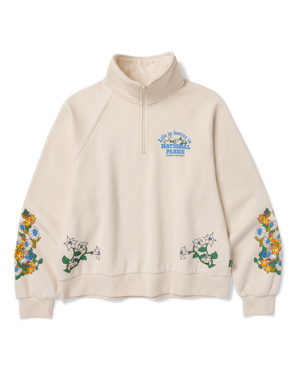 Shop Women's Flora in National Parks Boxy Quarter Zip Inspired by NPs | raw-natural
