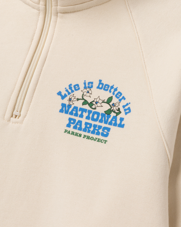Shop Women's Flora in National Parks Boxy Quarter Zip Inspired by NPs | raw-natural