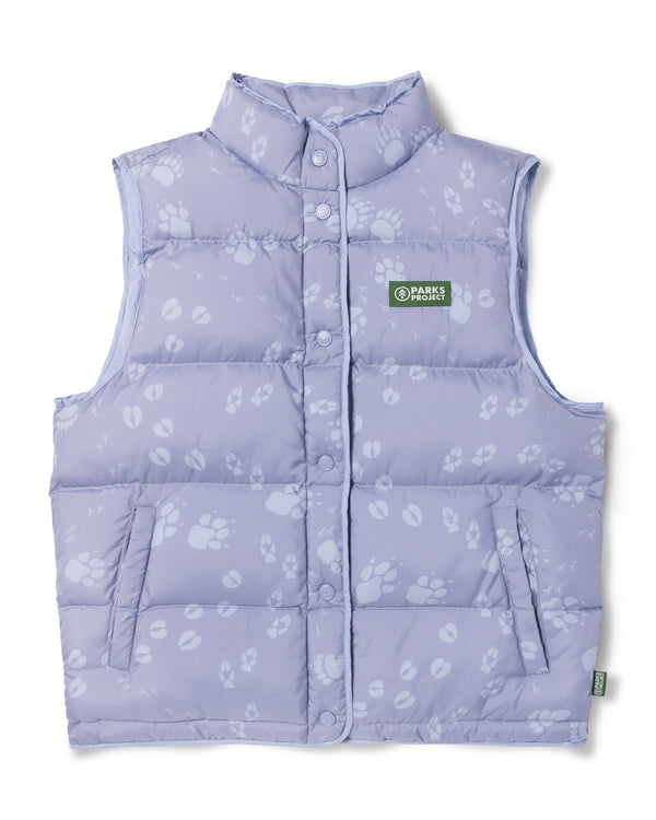 Shop Women's Leave Only Tracks Puffer Vest Inspired by Grand Teton | silver-bullet