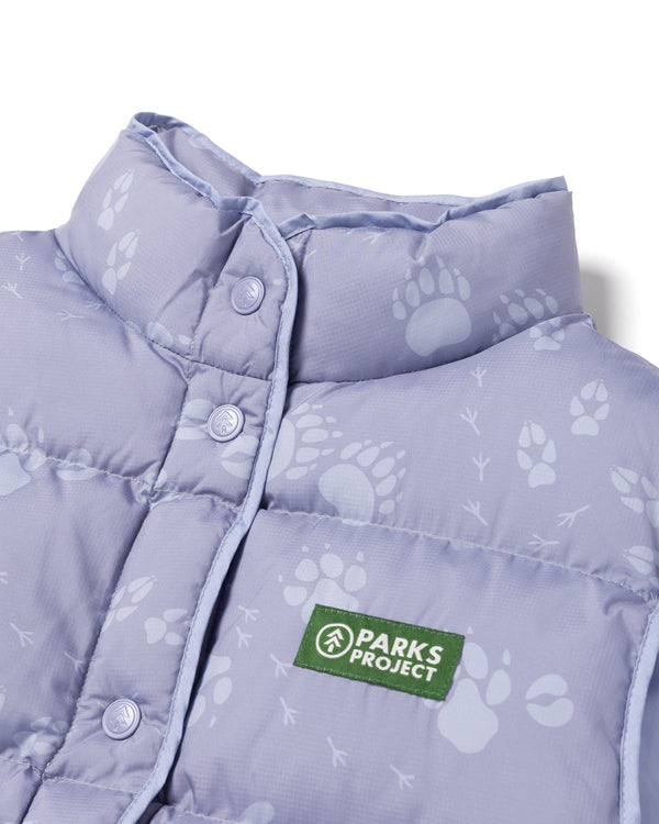 Shop Women's Leave Only Tracks Puffer Vest Inspired by Grand Teton | silver-bullet