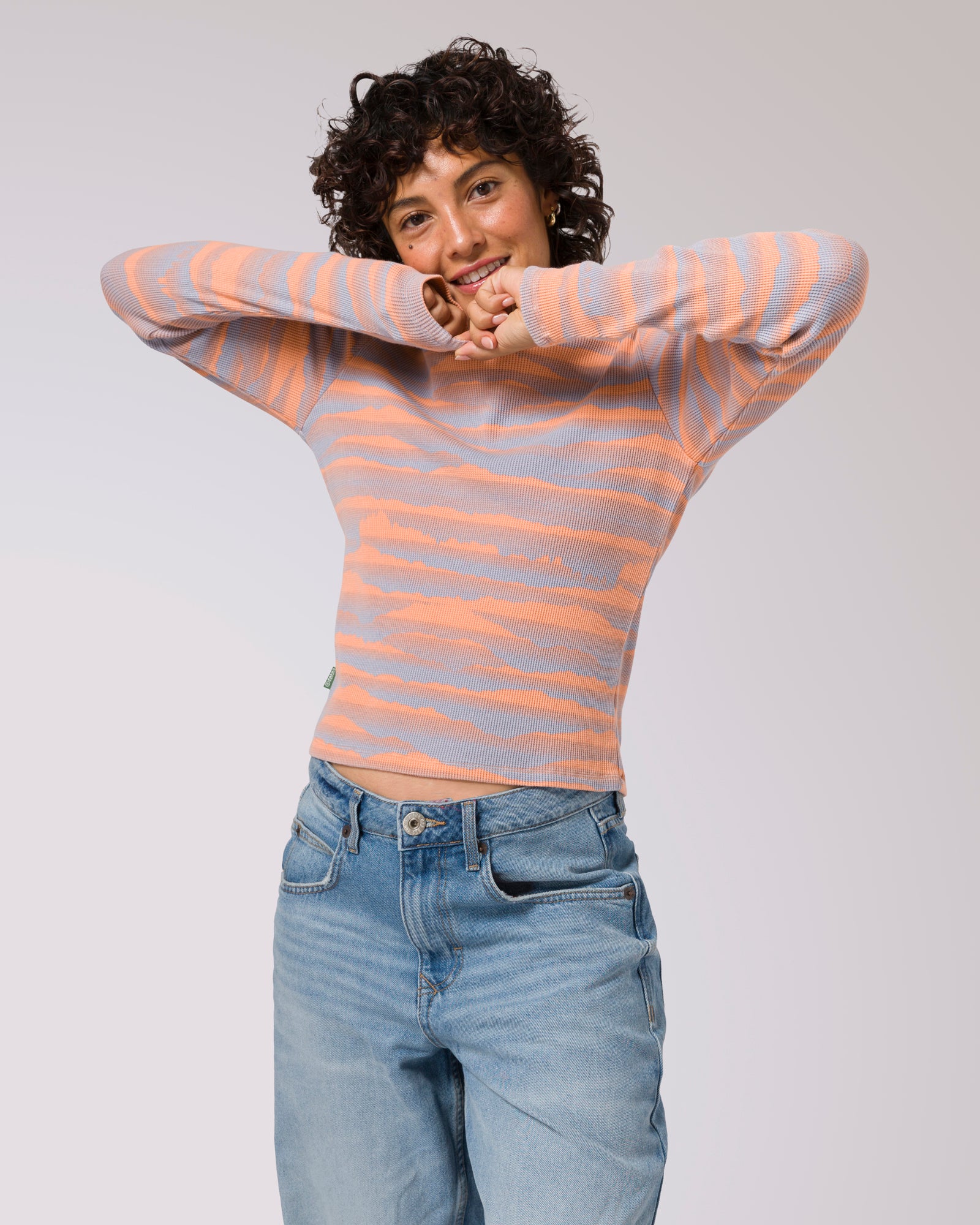 Shop Women's Smoky Mtn. Haze Mini Waffle Tee Inspired by Shop Women's Smoky Mtn. Haze Mini Waffle Tee Inspired by