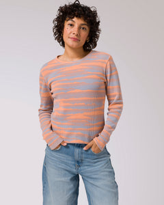 shop women's smoky mtn. haze mini waffle tee inspired by smoky mtn's | multi-color