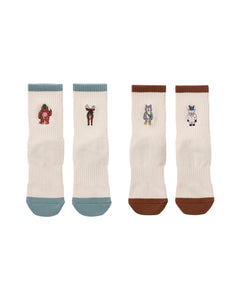 shop adventure with friends trail crew sock 2 pack inspired by parks | natural-blue-green