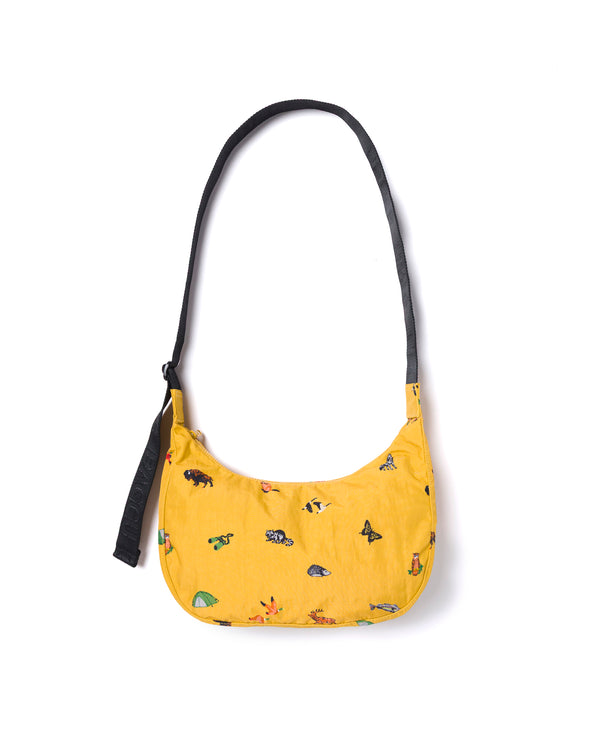 Shop Naturalist Club BAGGU Medium Nylon Crescent Bag Inspired by National Parks | mustard