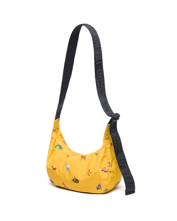 Shop Naturalist Club BAGGU Medium Nylon Crescent Bag Inspired by National Parks | mustard