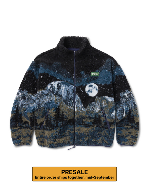 PRESALE Shop Yosemite Night Views Full Zip High Pile Fleece Inspired by Yosemite NP | black