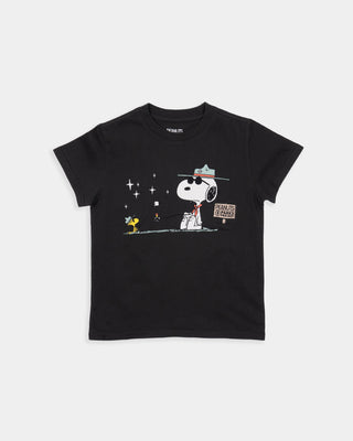 Shop Peanuts Happy Campers Youth Tee Inspired by National Parks | vintage-black