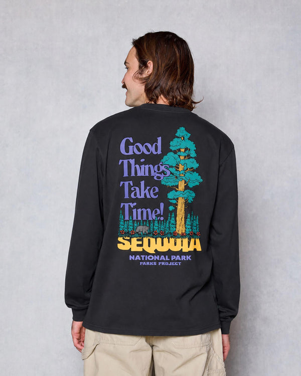 Shop Sequioa Good Things Take Time Long Sleeve Tee Inspired by Sequoia | vintage-black
