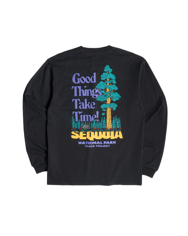 Shop Sequioa Good Things Take Time Long Sleeve Tee Inspired by Sequoia | vintage-black