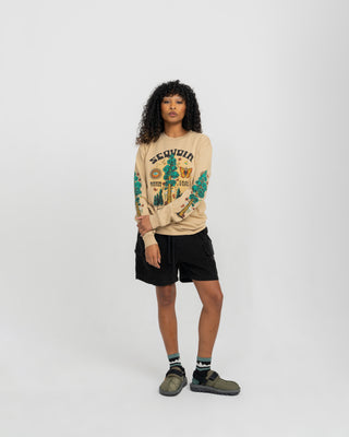 Shop Sequoia Spirit Long Sleeve Tee Inspired by Sequoia National Park | khaki