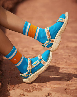 Shop Trail Crew Tube Socks 2 pack Inspired By National Parks | dusty-teal-and-natural