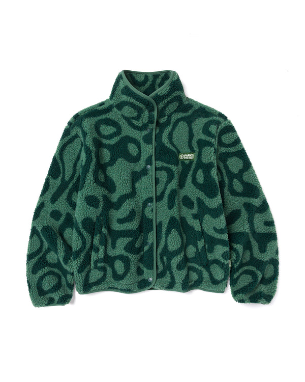 Shop Women's Yellowstone Geysers High Pile Fleece Jacket Inspired by Yellowstone National Park | dark-green