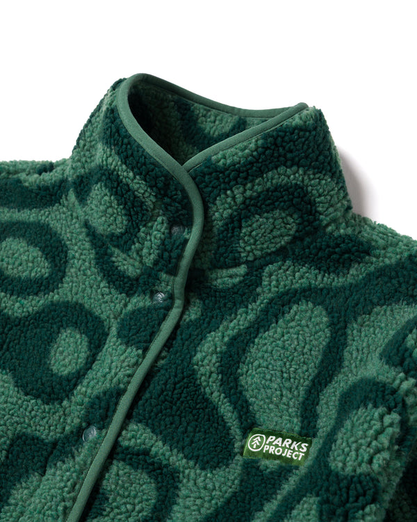 Shop Women's Yellowstone Geysers High Pile Fleece Jacket Inspired by Yellowstone National Park | dark-green