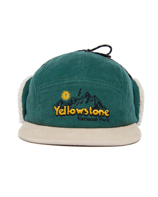Adventure-Ready Cord Flap Cap Inspired by Yellowstone National Park | forest-green'