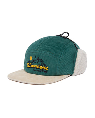 Adventure-Ready Cord Flap Cap Inspired by Yellowstone National Park | forest-green'