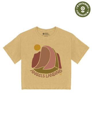 Shop Angels Landing Organic Boxy Tee Inspired by Zion National Park | mustard