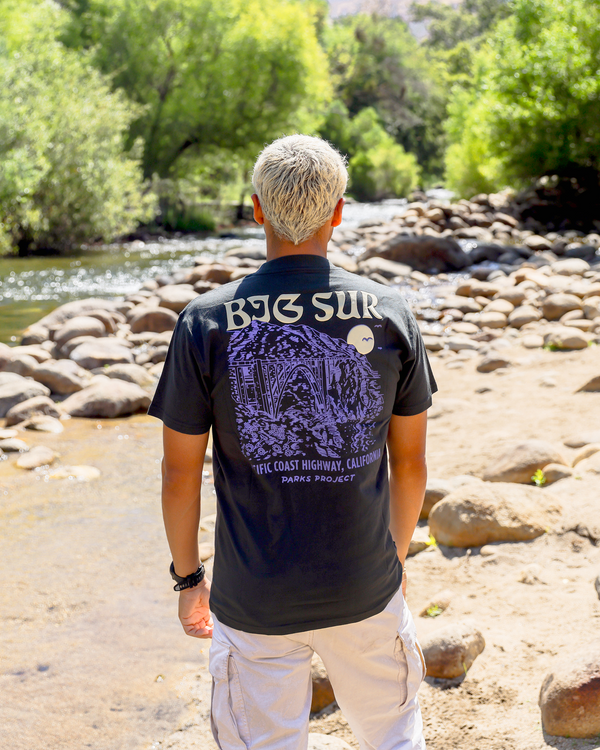 Shop Big Sur Bridges Puff Print Pocket Tee Inspired by Big Sur | vintage-black