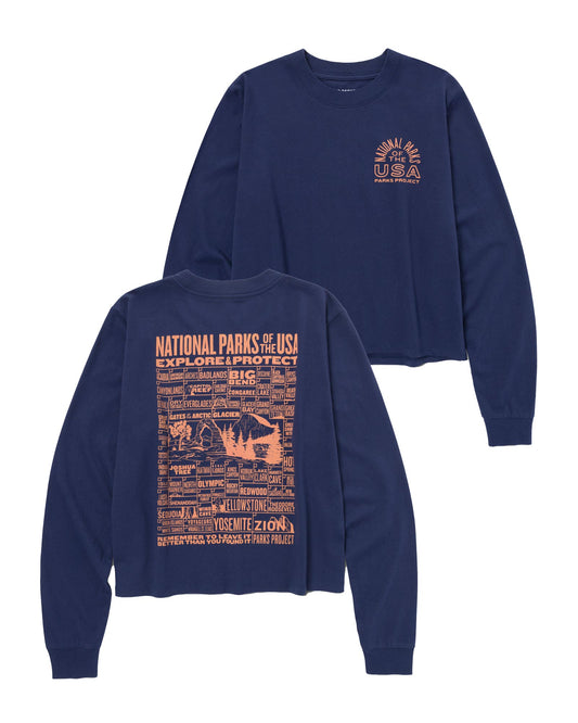 National Parks of The USA Checklist Boxy Long Sleeve Tee