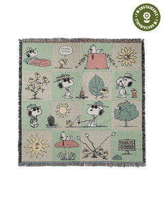 peanuts x parks project sustainably crafted cotton blanket | green-and-natural