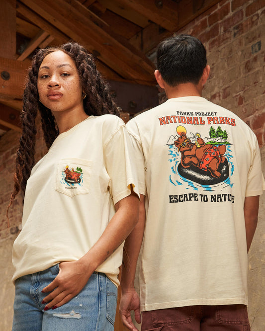 Shop Escape to Nature Bear Float Pocket Tee Inspired by National Parks | natural